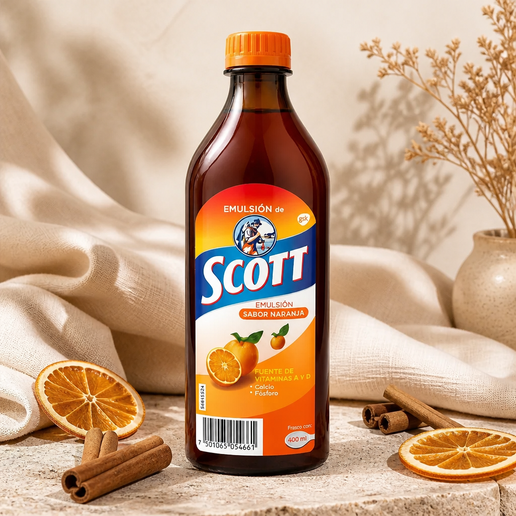 Emulsión Scott Sabor Naranja –  Vitaminas A y D (500 mL)