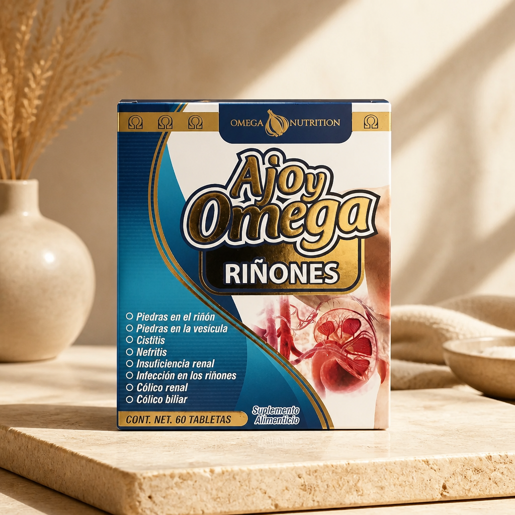 Ajo y Omega Riñones – Suplemento Alimenticio 60 Cápsulas