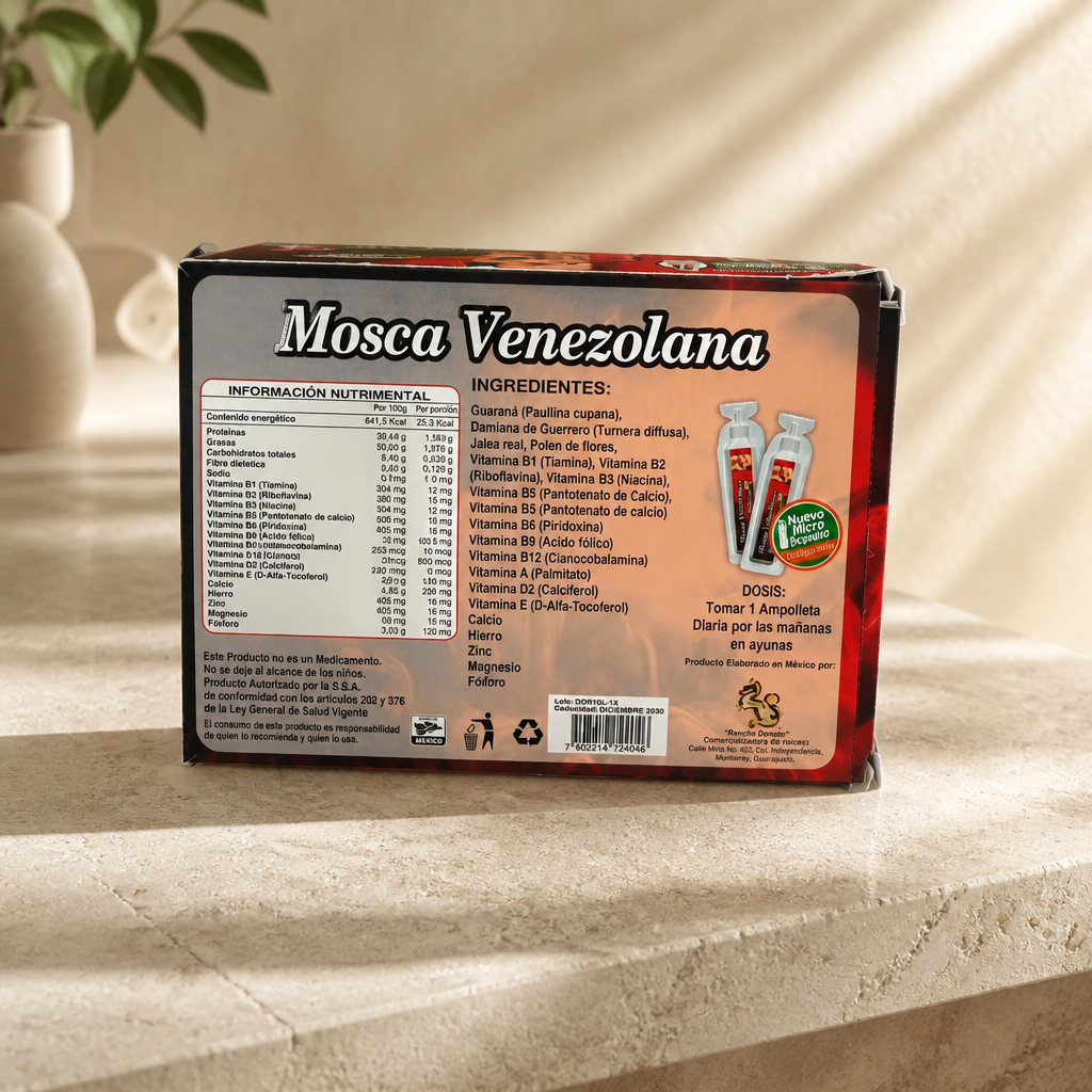 Mosca Venezolana – Suplemento Alimenticio 15 Ampolletas de 20 mL c/u