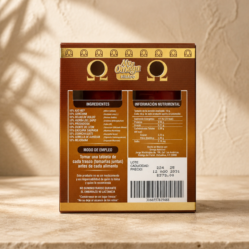 Ajo y Omega Hígado – Suplemento Alimenticio 60 Cápsulas