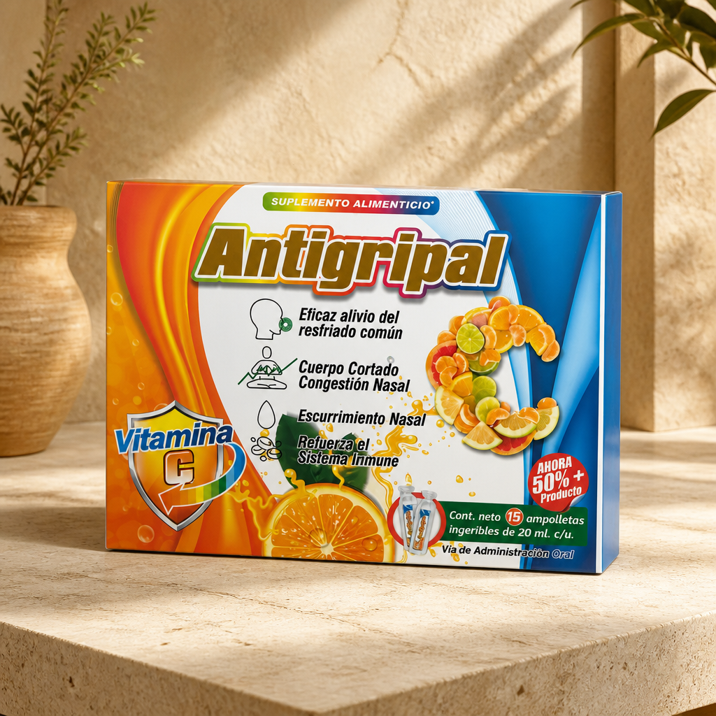 Antigripal con Vitamina C – 15 Ampolletas de 20 mL c/u
