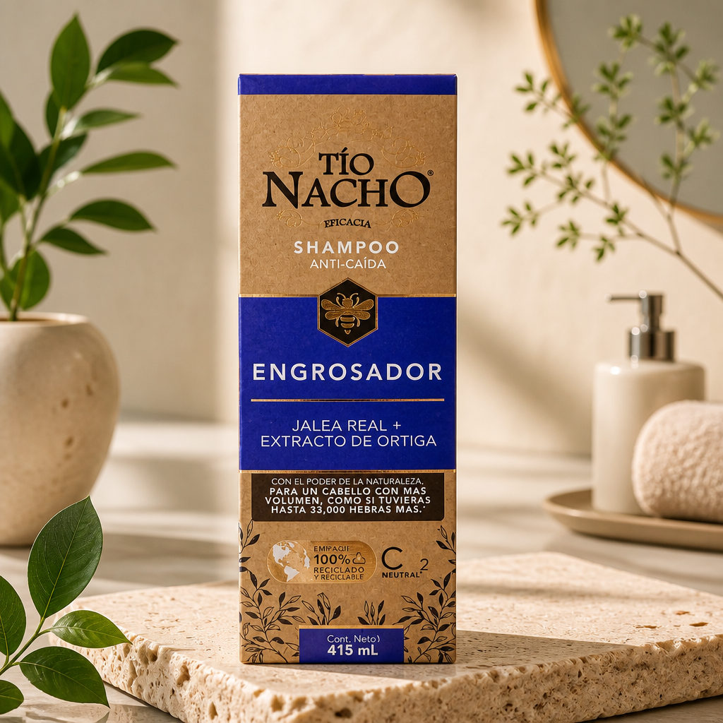 Shampoo Tío Nacho Engrosador con Jalea Real y Extracto de Ortiga – 415 mL