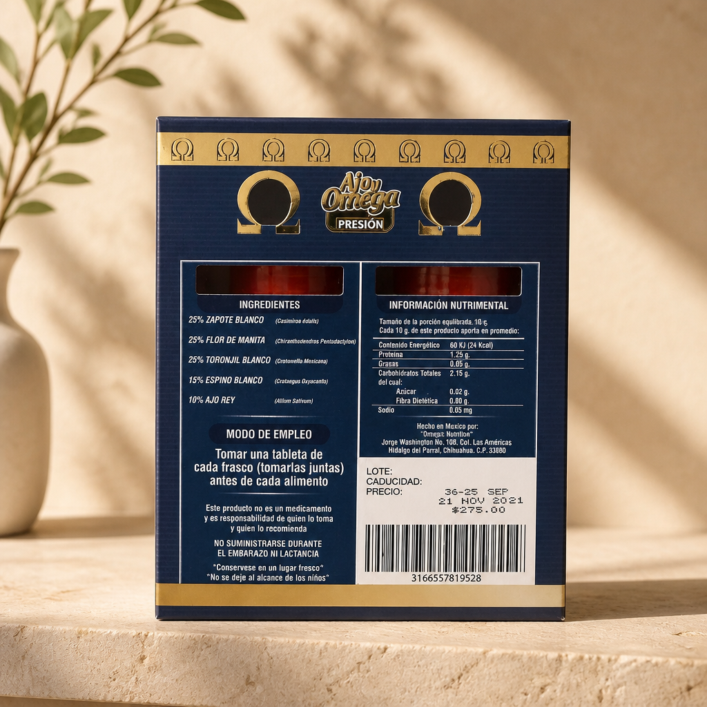Ajo y Omega Presión – Suplemento Alimenticio 60 Cápsulas