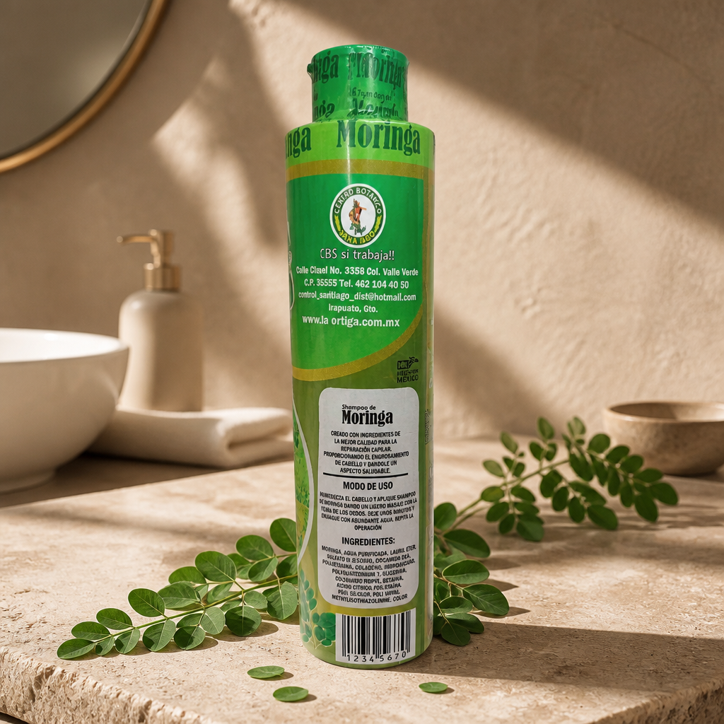 Shampoo de Moringa con Biotina y Colágeno – 500 mL