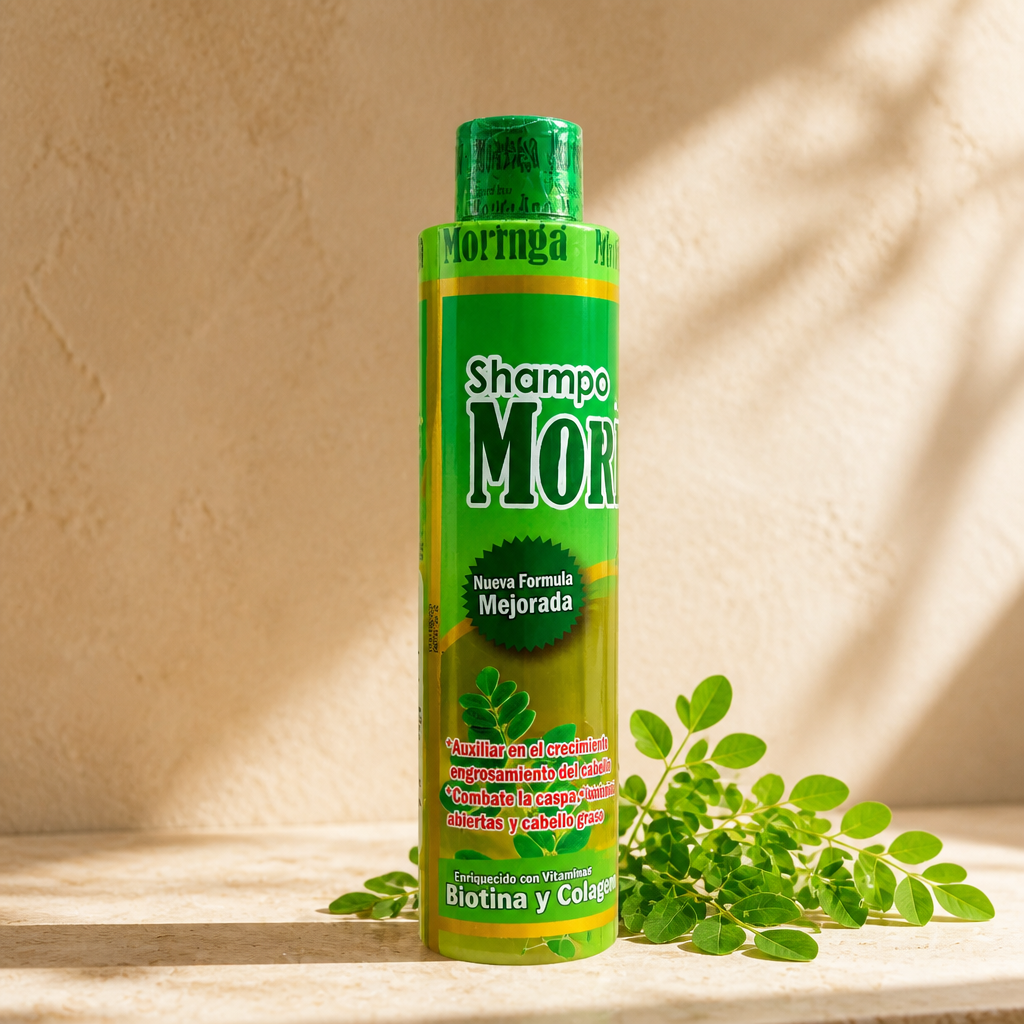 Shampoo de Moringa con Biotina y Colágeno – 500 mL