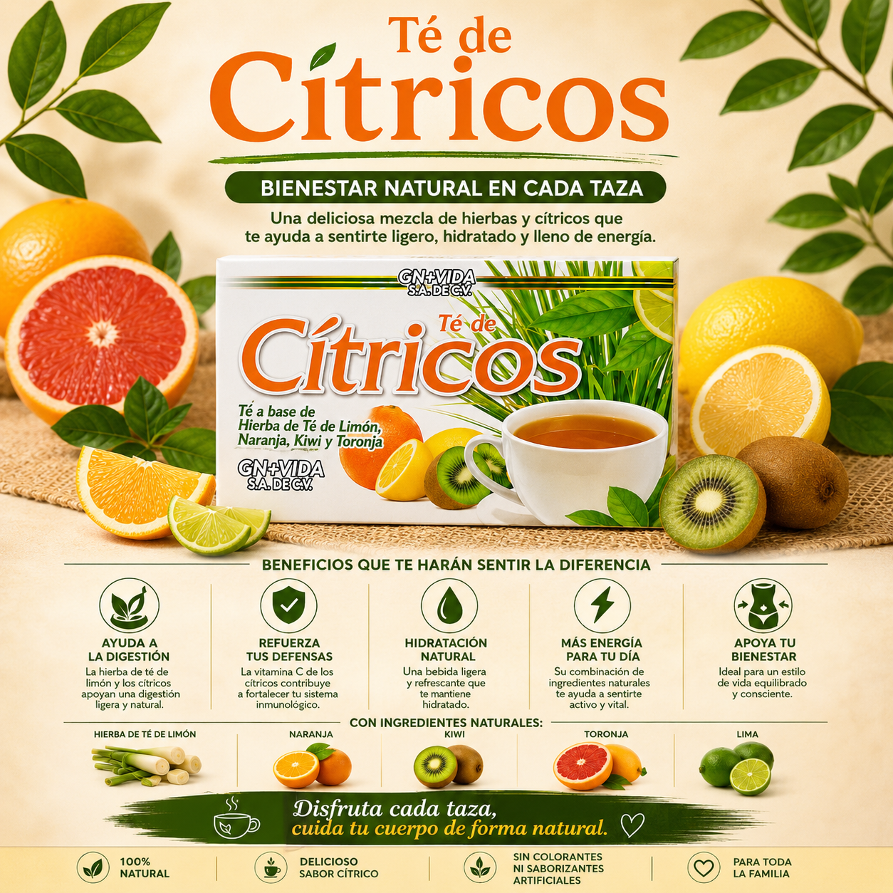 Té Cítricos – Té Herbal Natural (20 sobres)